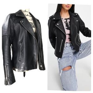 TOPSHOP - Faux Leather Moto Jacket -Size 8